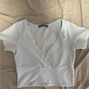 Light Blue Wrap Top